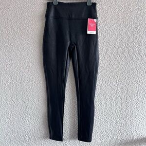 Spanx NWT Girls Black Faux Leather Non Shaping Leggings Pants Size Small 7/8
